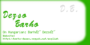 dezso barho business card